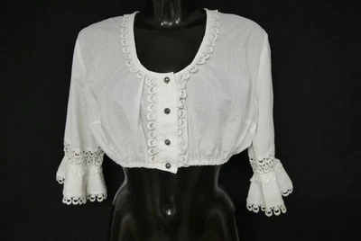 Gr.46 Dirndlbluse weiß Bluse für Dirndl Kuhnen Baumwollmischung Spitze B11068 - Bild 1 von 4
