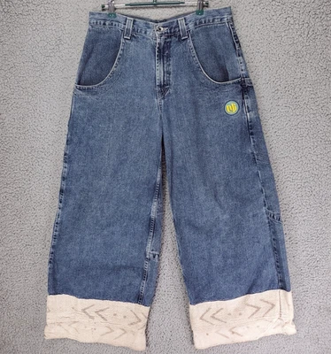 Pantalones de mezclilla Jnco Girlie Stuff pierna ancha jóvenes 11 (31x28) estado sólido raros puños de hadas Foto 1 de 4