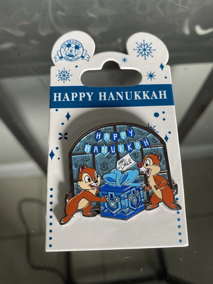 Prendedor Disney 2017 Happy Hanukkah Dreidel Present Chip & Dale NUEVO LINDO RARO Foto 1 de 1