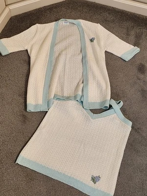 Vintage 1970s Twin Set - Cardigan And Top - Size 12 - So Cute - Image 1 of 4
