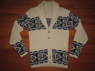 UNION MADE Vtg 80s Aztec Native American COWICHAN Shawl Collar Cardigan Sweater - Image 1 of 4