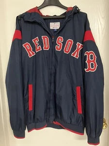 Boston Red Sox MLB Jacket Hoodie Mens XL/EX Full Zip Drawstring Graphic Navy - Picture 1 of 7