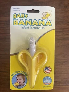 Baby Banana Teething Toothbrush for Infant to 12 Months Yellow - Made In USA NIB - Picture 1 of 2