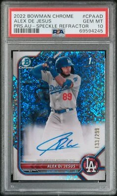 2022 Bowman Chrome Prospect Auto #CPAAD Alex De Jesus Speckle Refractor PSA 10 - Image 1 of 2