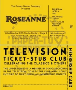 PROGRAMA DE TELEVISIÓN - ROSEANNE - BOLETO DE TELEVISIÓN - TALÓN CLUB - REIMPRESIÓN DE BOLETOS - TARJETA DE FANTASÍA - Imagen 1 de 1
