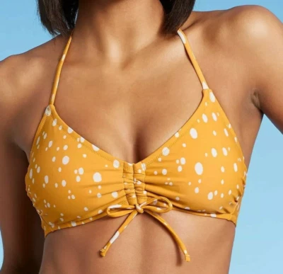 Top de bikini con corbata de hombro para mujer Kona Sol estampado de puntos amarillos talla mediana (8-10) Foto 1 de 4