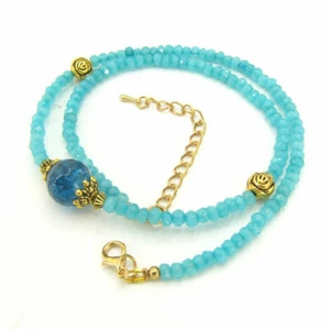 BAILYSBEADS edle designer Amazonit Halskette Collier mit blauem Turmalin NL142 - Bild 1 von 2
