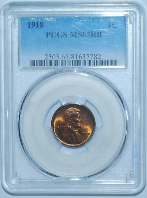 1918 PCGS MS65RB Red and Brown Lincoln Wheat Cent - Image 1 of 2