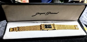 Jaques Prevard Quartz Wristwatch-NIB-Black Dial W/ Diamond Accents, Plated Gold - Picture 1 of 2