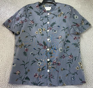 Miss Dorby Multicolor Floral Short Sleeve Button Up Blouse Shoulder Pads Size 18 - Picture 1 of 8