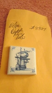 Vintage Delft Style Ship Scene Blue and White - Picture 1 of 5