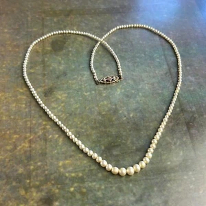 Vintage 9K 375 9CT Gold Graduated Imitation Seed Pearl Choker Necklace 41cm 16" - Picture 1 of 13