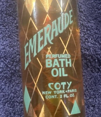 Botella de diseño arlequín vintage EMERAUDE por Coty 2 oz ACEITE DE BAÑO PERFUME completa NUEVA Foto 1 de 4