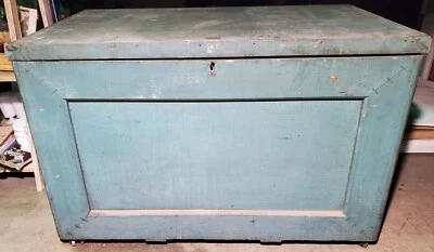 Antique Handmade Wooden Carpenters Chest Wooden Storage Trunk Tray Storage HUGE! - Image 1 of 4