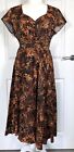 Joe Browns Kleid orange & schwarz Tierdruck Passform & Fackel kurzärmelig Größe UK 14