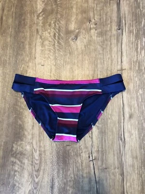 Parte inferior de bikini Jag para mujer talla azul marino rosa rayas lados abiertos playa tostado D Foto 1 de 4