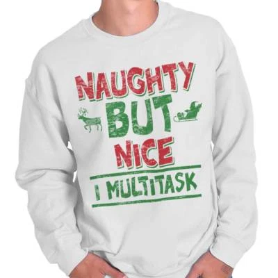 Divertida sudadera de cuello redondo Christmas Naughty But Nice I multitarea para mujer o hombre Foto 1 de 4