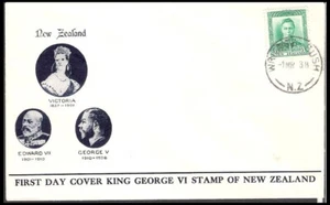 NEW ZEALAND 1938 KGVI 1/2d GREEN FDC (JF-F) *WRIGHTS BUSH* - Picture 1 of 1