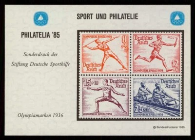 GERMAN SPORTS AID OLYMPIC COMMITTEE 1985 S/S 3. REICH OLYMPICS 1936 'm4105 - Image 1 of 2