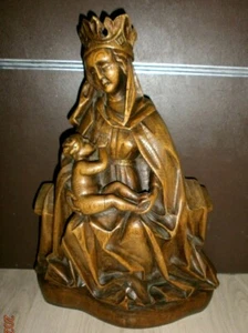 ANCIENNE STATUE RELIGIEUX/BOIS/XXème/LA VIERGE A L'ENFANT/H.41 cm/JESUS/MADONNA - Picture 1 of 10