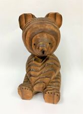 Big KOKESHI Vintage Japanese Wooden Doll Mini Brown Teddy Bear Cub Carve Figure