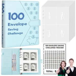 100 Envelopes Money Saving Challenge Binder, A5 Budget Binder with Cash Envel... - Picture 1 of 7