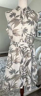 Vestido camisero italiano de lino Laura Bianchi con cinturón sin mangas talla pequeña Foto 1 de 4