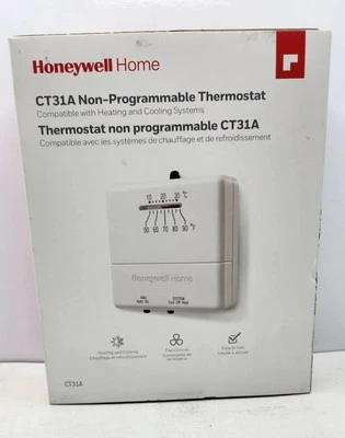 HONEYWELL CT31A NON-PROGRAMMABLE THERMOSTAT 1H/1C SINGLE STAGE HEATING/COOLING - Image 1 of 4
