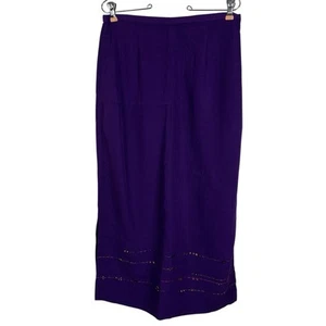 Vintage Skirt Koret Women Medium Deep Purple Beaded Boho Midi A-Line 90s Y2K - Picture 1 of 10