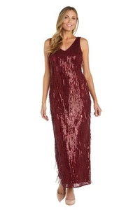 Woman’s R&M Richards Burgundy Wine Red Sequin Maxi Dress Formal Gown Size 6 Glam - Picture 1 of 5