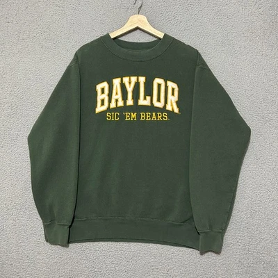 Sudadera Baylor Bears Cuello Redondo Hombres M Ajuste Grande (Ajuste L) Pullover Verde NCAA Foto 1 de 4