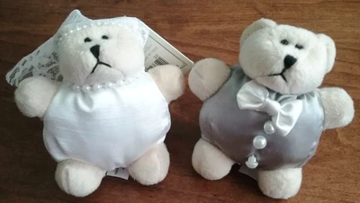 Oso de novia y novio adorno de pastel elegancia de Amscan Vintage 5" Foto 1 de 4