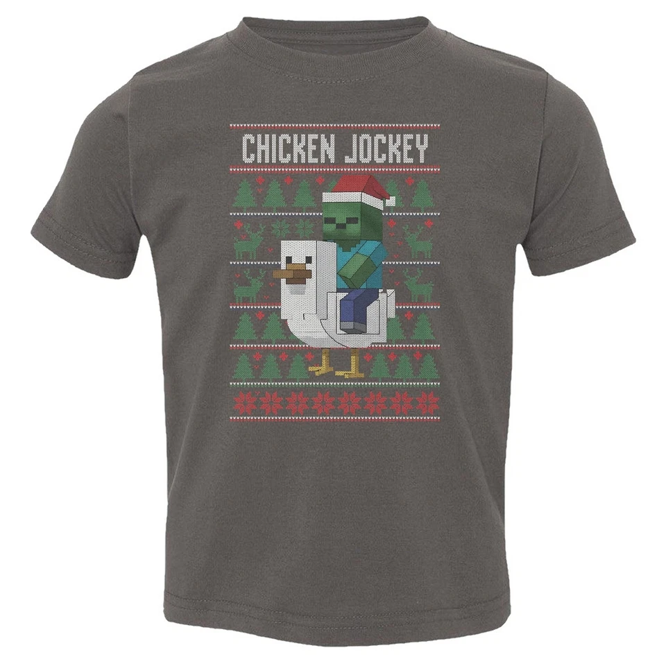 Divertida Camiseta Chicken Jockey Navidad - Pixel Game Navidad Fea Niño Pequeño Foto 1 de 1