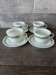 Vintage Corelle Spring Blossoms Crazy Daisy Set Of 4 Coffee Cup & Saucer (8pcs) - Picture 1 of 8