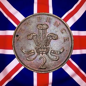 1976 Great Britain 2 New Pence - Elizabeth II - Colorful Toning - Combined Ship - Picture 1 of 2