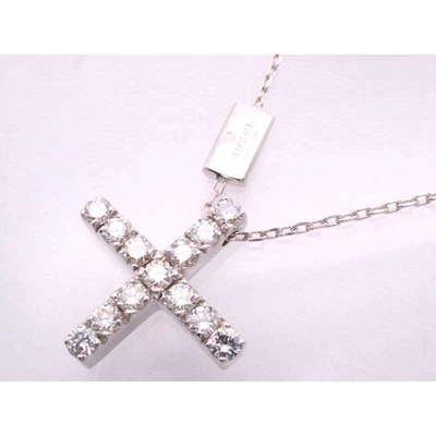 GUCCI Collar Cadena Motivo Cruz Oro Blanco 750 Usado Artículo Bueno De Japón Envío Gratis Foto 1 de 3