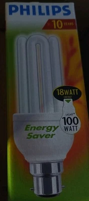 3x PACK OF PHILLIPS ENERGY SAVING BULBS B22 18W=100W LARGE BAYONET 110UMEN NEW - Image 1 of 3