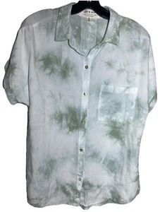 Anthropologie Cloth & Stone geknöpftes Oberteil Damen MEDIUM kastig grün Batik - Bild 1 von 5