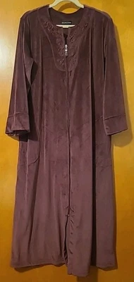 Antigo Roupão Feminino Miss Elaine Relax Veludo Rosa Zíper Frontal P: L Borgonha Pelúcia Macia - Imagem 1 de 4