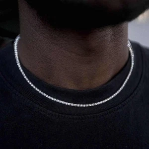 GLD SHOP Micro Tennis Halskette in Weißgold Platte 18" 2 mm - Bild 1 von 6