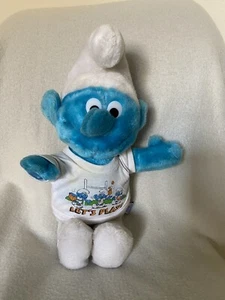 Vtg Smurf Doll Hug Your Smurf Shirt Plush 1979 Collectible Stuffed Animal 11 in - Picture 1 of 7