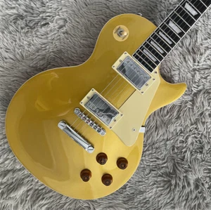 New Custom Metallic Gold Electric Guitar Solid Body H-H Pickups Chrome Hardware - Foto 1 di 5