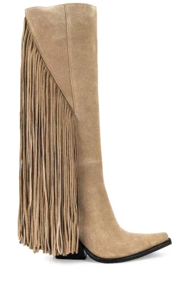 Botas de Ganado Jeffrey Campbell Beige Gamuza Flecos 7.5 $335 Foto 1 de 4