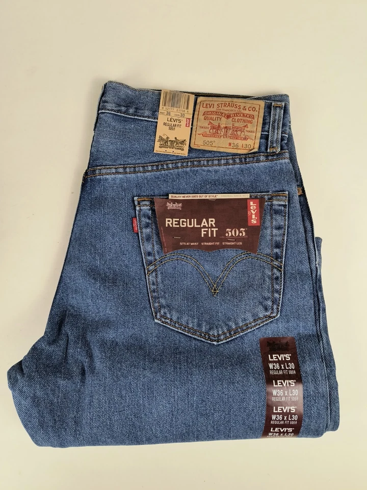 Levi's Men's 505 Regular Fit Jean, Medium Stonewash, 36Wx30L