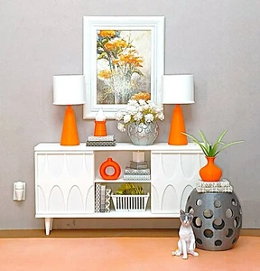 💡 2 LÁMPARAS DE TRABAJO NARANJAS diorama LUZ muñeca muebles escala 1/6 para BARBIE - Imagen 1 de 4