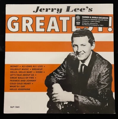 JERRY LEE LEWIS GREATEST BARNES NOBLES ORANGE DISC VINYL LP RECORD ALBUM / 1000 Foto 1 de 3