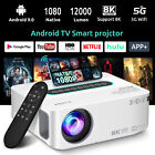 Xgody Projector 4K 12000Lms 1080P Android 9.0 Wifi+Bluetooth Home Theater W/Bag