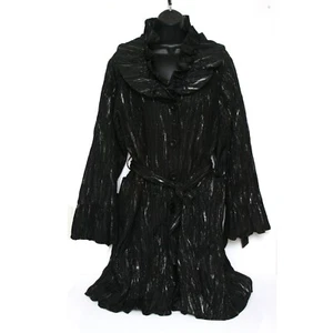 Black Ruffle Formal Dress Coat Jacket Size 16 Eur 44 Avant Garde Steampunk Boho - Picture 1 of 10