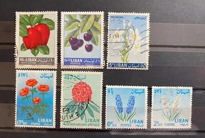Lebanon Flowers and Fruit Various Issue 7 Value Used K534 - Picture 1 of 1