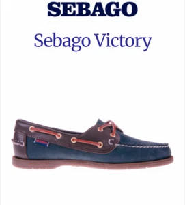 Zapato Sebago Deck Talla 6.5 Ajuste Ancho 'Victory' Cuero Azul Marino y Marrón UE 40 EE. UU. 9 - Imagen 1 de 4